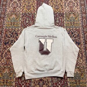 VTG 90s Carnegie Mellon University CMU Gray Hoodie S logo double sided U college